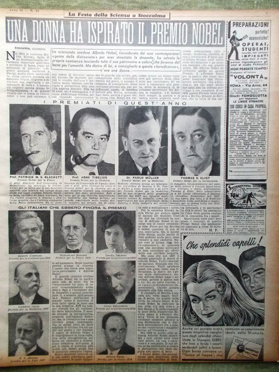 La Domenica del Corriere 5 Dicembre 1948 Fleming Premio Nobel …