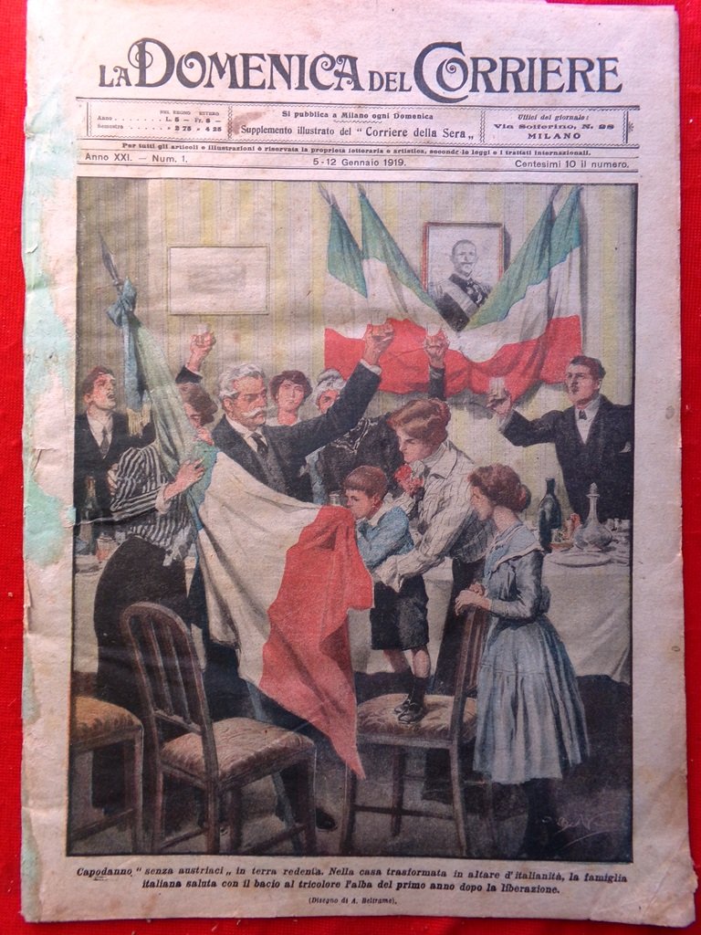 La Domenica del Corriere 5 Gennaio 1919 Feltre Casagrande Wilson …