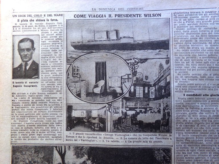 La Domenica del Corriere 5 Gennaio 1919 Feltre Casagrande Wilson …