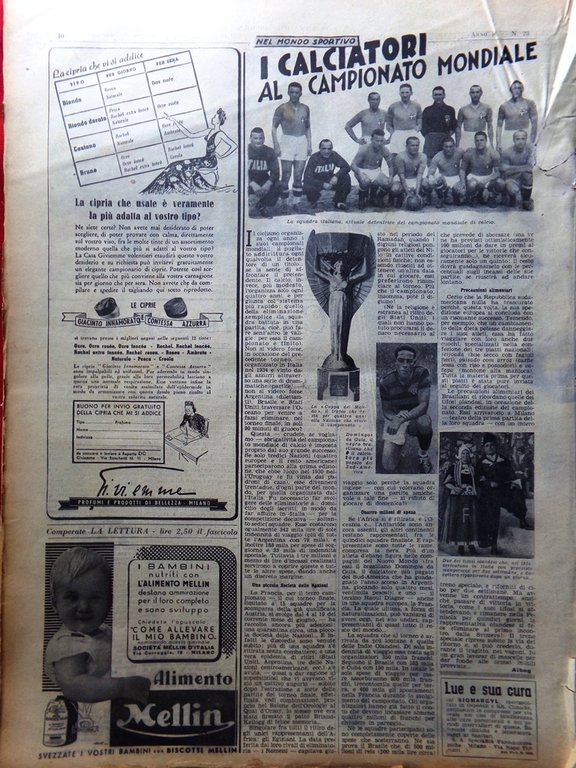 La Domenica del Corriere 5 Giugno 1938 Coppa Mondo Indovino …