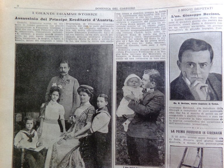 La Domenica del Corriere 5 Luglio 1914 WW1 Attentato Sarajevo …