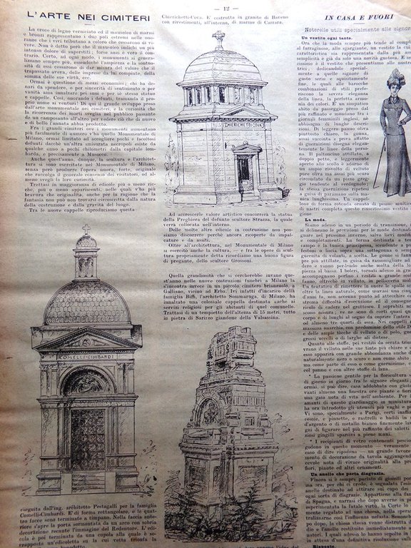 La Domenica del Corriere 5 Novembre 1899 Arte nei Cimiteri …