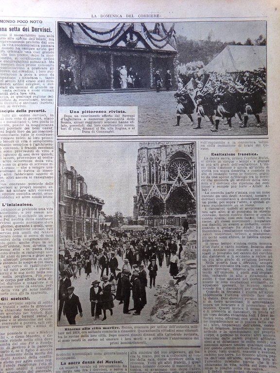 La Domenica del Corriere 5 Ottobre 1919 Dervisci Valbanera Chiesa …