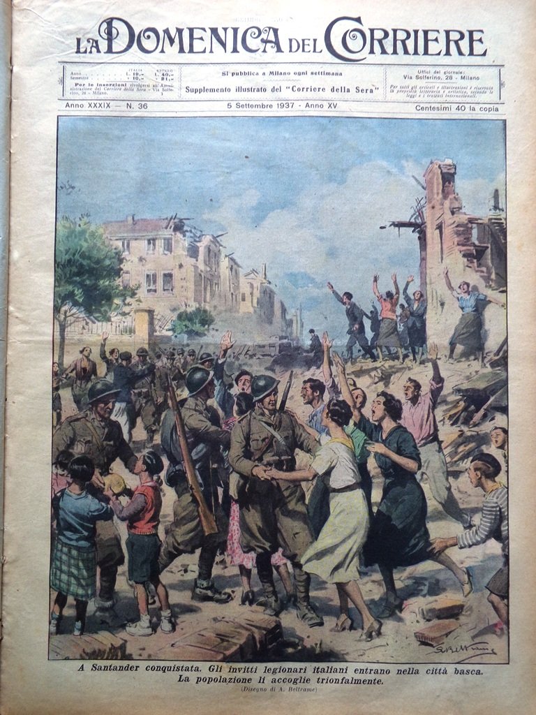 La Domenica del Corriere 5 Settembre 1937 Shangai Impero Marconi … | Immagine principale