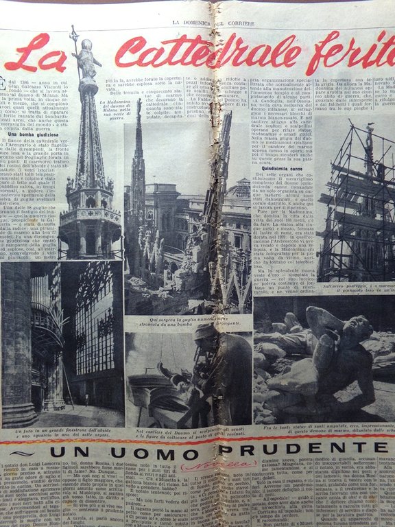 La Domenica del Corriere 6 Agosto 1944 WW2 Bombe Duomo …