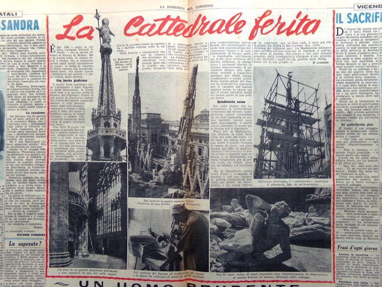 La Domenica del Corriere 6 Agosto 1944 WW2 Bombe Duomo …
