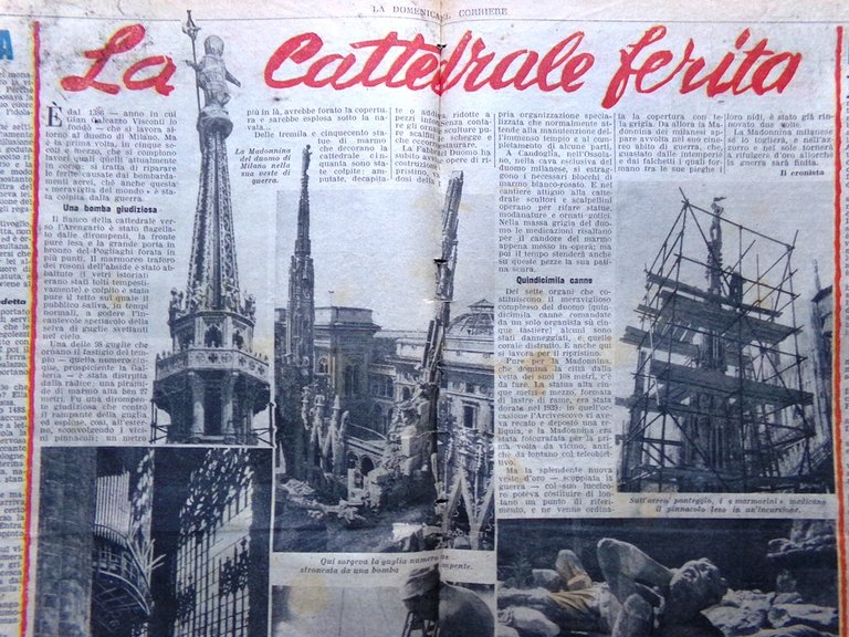La Domenica del Corriere 6 Agosto 1944 WW2 Bombe Duomo …