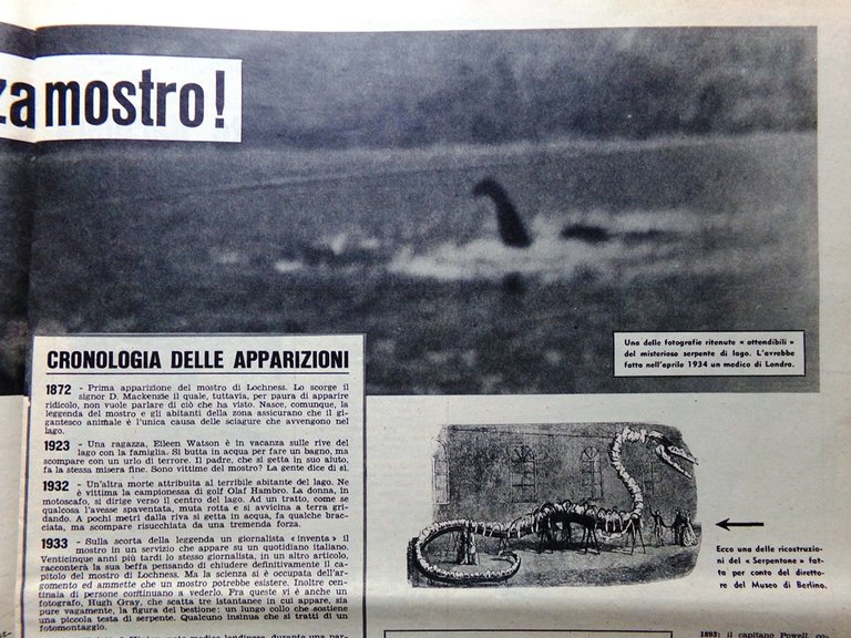 La Domenica del Corriere 6 Agosto 1961 Mostro Lochness Marlon …