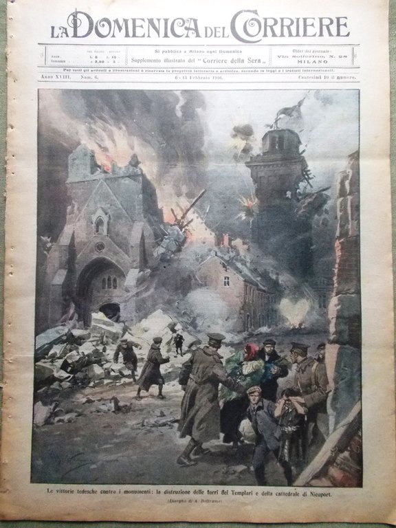 La Domenica del Corriere 6 Febbraio 1916 WW1 Nieuport Barbiere … | Immagine Gallery 1