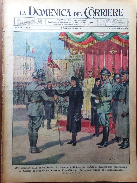 La Domenica del Corriere 6 Febbraio 1944 WW2 Hitler Casa … | Immagine Gallery 1