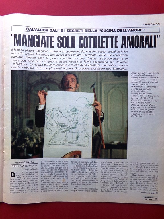La Domenica del Corriere 6 Febbraio 1975 Dalì Schweitzer Angelillo …