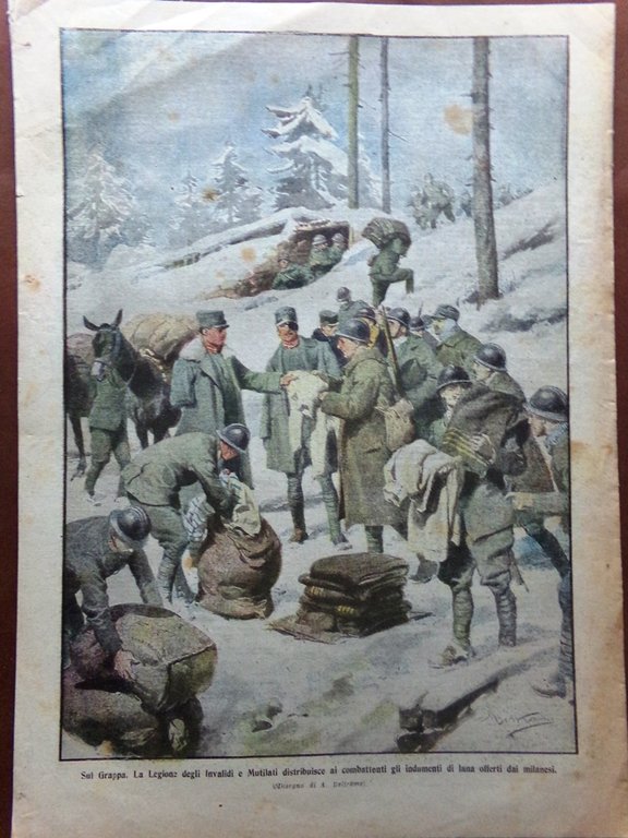 La Domenica del Corriere 6 Gennaio 1918 WW1 Treviso Grappa …