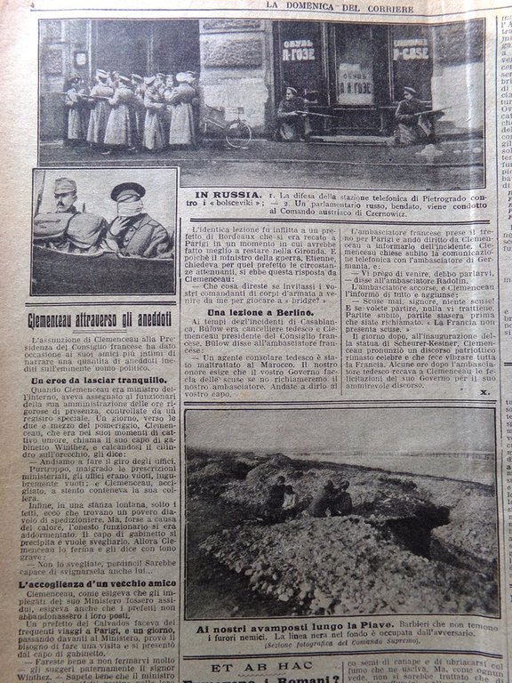 La Domenica del Corriere 6 Gennaio 1918 WW1 Treviso Grappa …