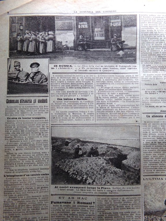 La Domenica del Corriere 6 Gennaio 1918 WW1 Treviso Grappa …