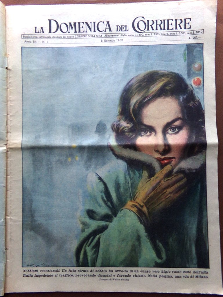 La Domenica del Corriere 6 Gennaio 1952 Streghe Yeti Rossetti … | Immagine principale