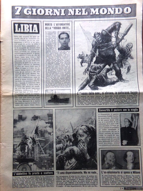 La Domenica del Corriere 6 Gennaio 1952 Streghe Yeti Rossetti … | Immagine Gallery 2