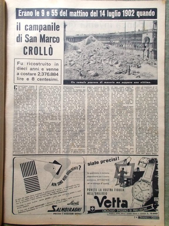 La Domenica del Corriere 6 Luglio 1952 Zago Campanile di … | Immagine Gallery 2