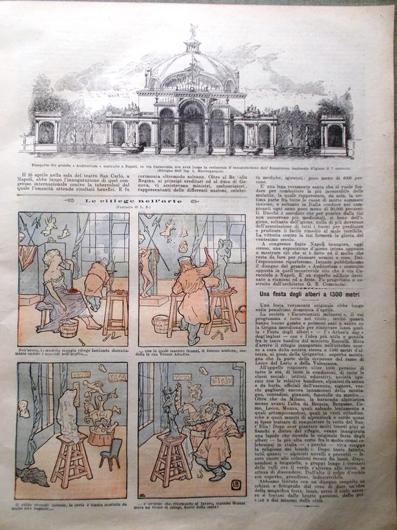 La Domenica del Corriere 6 Maggio 1900 Salone Perosi Falguière …