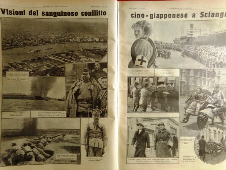 La Domenica del Corriere 6 Marzo 1932 Battaglia Shangai Cina …