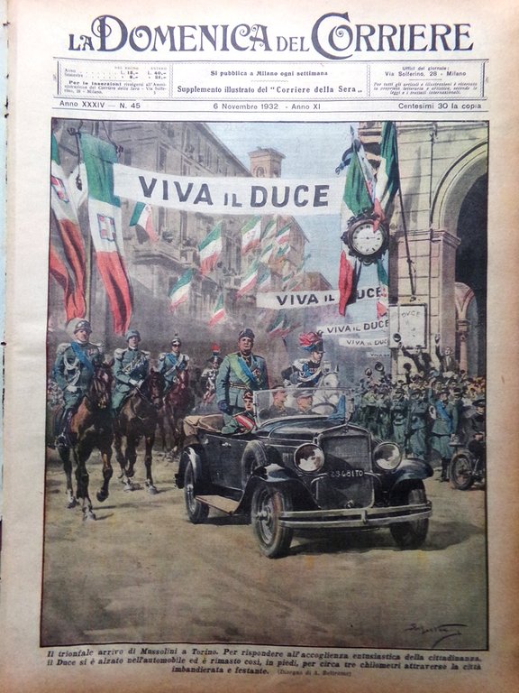 La Domenica del Corriere 6 Novembre 1932 Duce Torino Londinesi …
