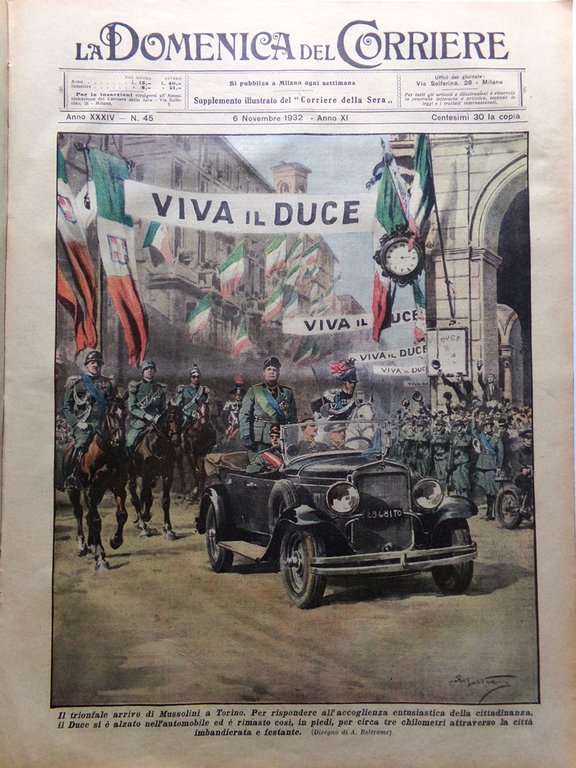 La Domenica del Corriere 6 Novembre 1932 Duce Torino Londinesi …
