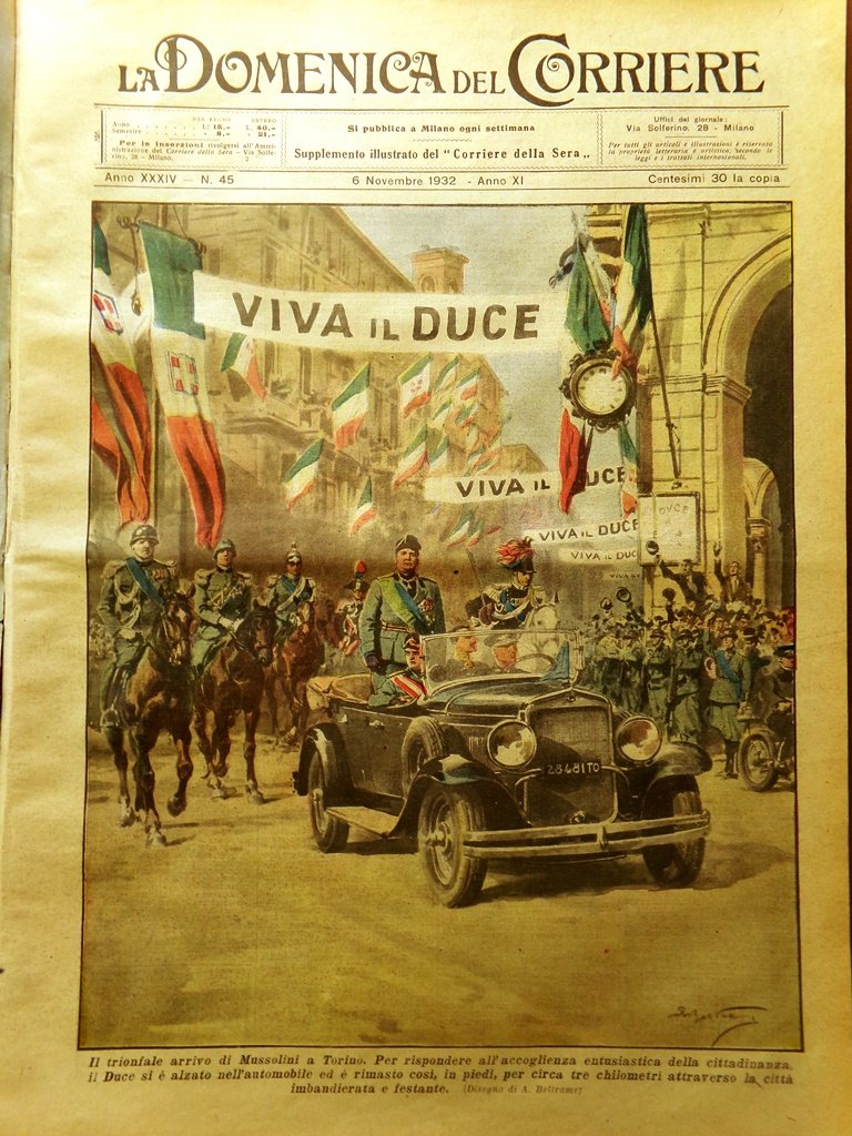La Domenica del Corriere 6 Novembre 1932 Duce Torino Londinesi …