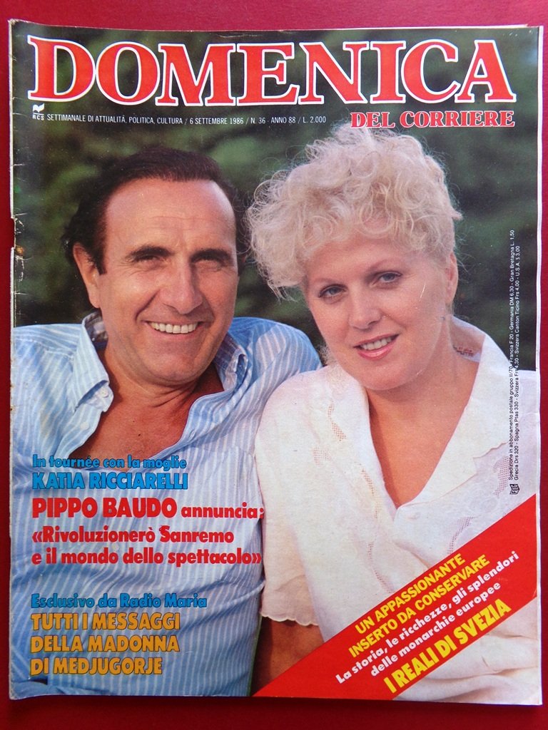 La Domenica del Corriere 6 Settembre 1986 Baudo Sanremo Relitto …