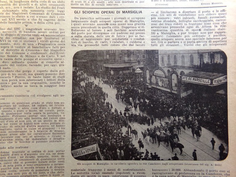 La Domenica del Corriere 7 Aprile 1901 Emigranti Scioperi Marsiglia …