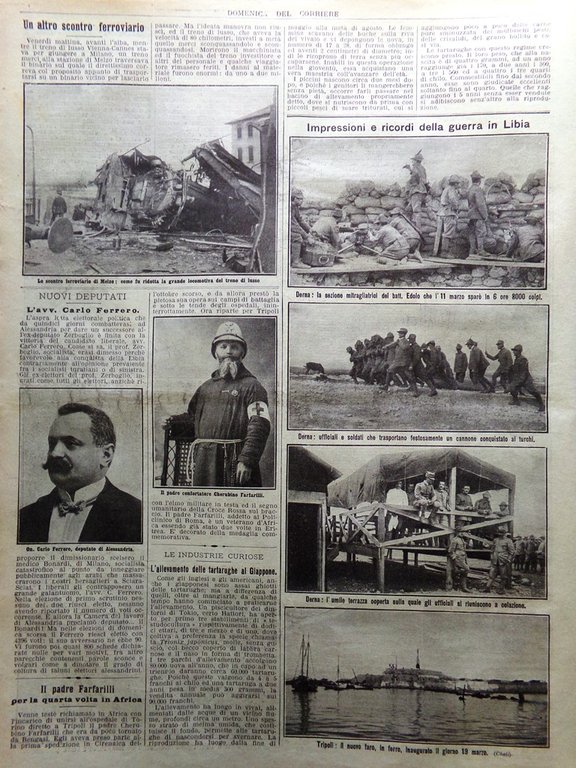 La Domenica del Corriere 7 Aprile 1912 Melzo Vicovaro Libia …