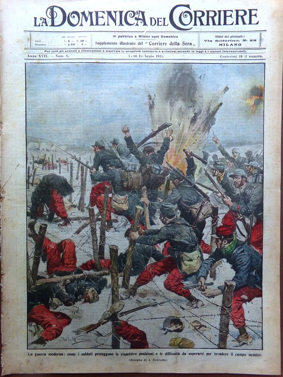 La Domenica del Corriere 7 Febbraio 1915 WW1 Giordano Avezzano … | Immagine Gallery 1