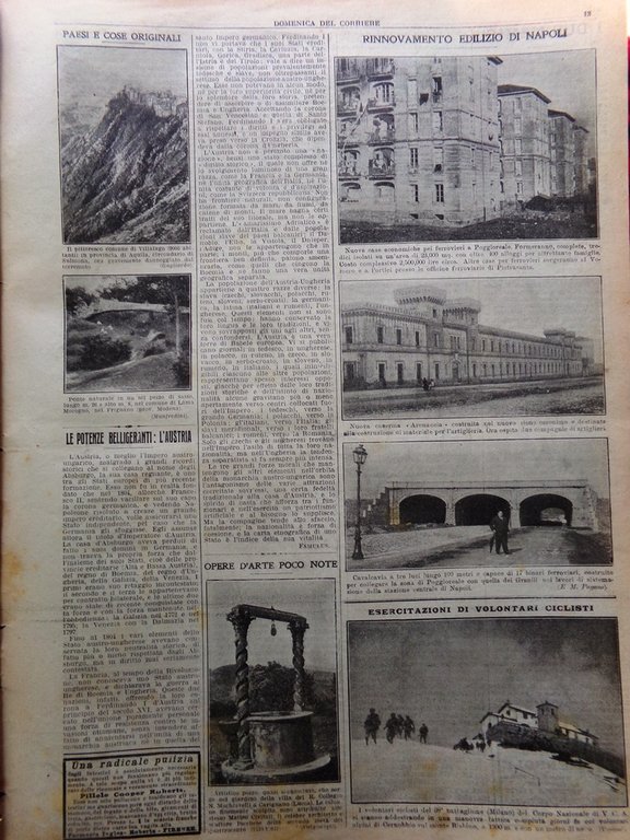 La Domenica del Corriere 7 Febbraio 1915 WW1 Giordano Avezzano …