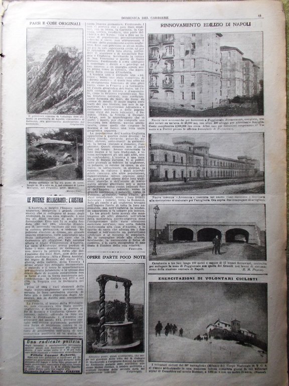 La Domenica del Corriere 7 Febbraio 1915 WW1 Giordano Avezzano …