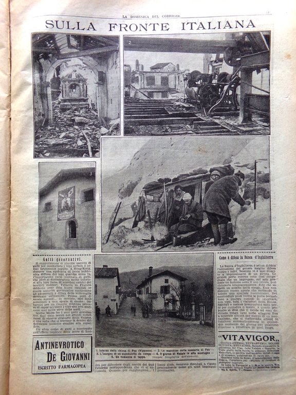 La Domenica del Corriere 7 Gennaio 1917 WW1 Verdun Austriaci …