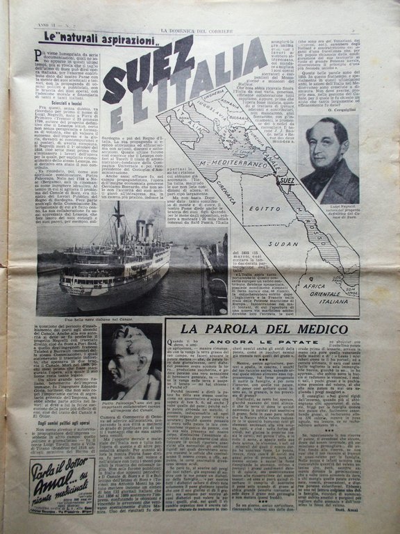 La Domenica del Corriere 7 Gennaio 1939 Suez Svizzera Marchesani …