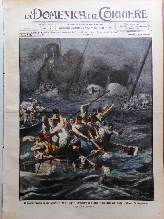 La Domenica del Corriere 7 Giugno 1914 Empress of Ireland …