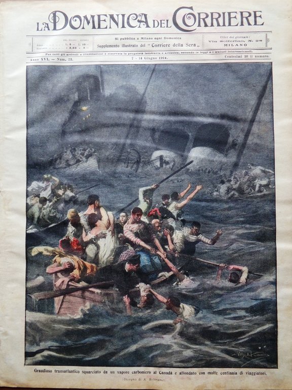 La Domenica del Corriere 7 Giugno 1914 Empress of Ireland …