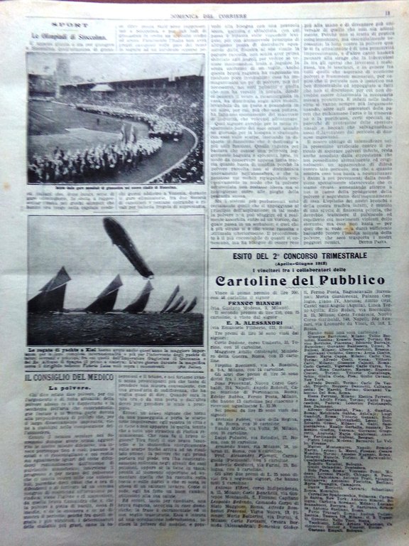 La Domenica del Corriere 7 Luglio 1912 Olimpiadi Stoccolma Cola …