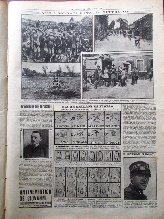La Domenica del Corriere 7 Luglio 1918 WW1 Montello Baracchini …