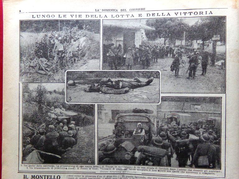 La Domenica del Corriere 7 Luglio 1918 WW1 Montello Baracchini …