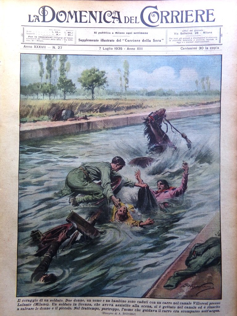 La Domenica del Corriere 7 Luglio 1935 Duce Trebbia Grano …
