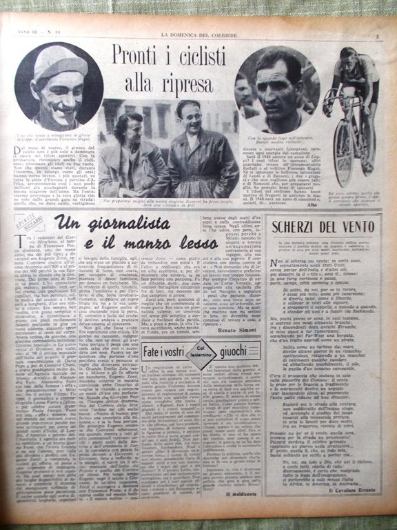 La Domenica del Corriere 7 Marzo 1948 Quaresima Ciclismo Club …