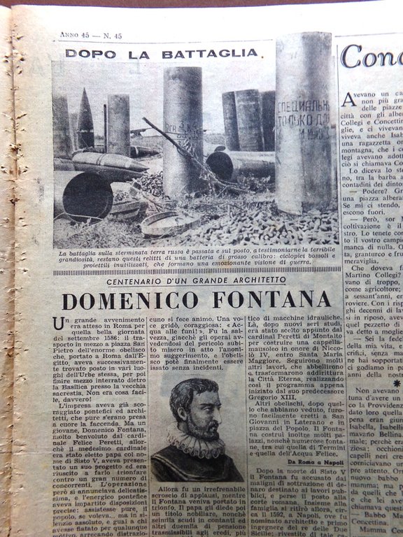 La Domenica del Corriere 7 Novembre 1943 WW2 Domenico Fontana …