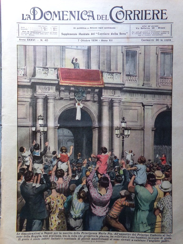La Domenica del Corriere 7 Ottobre 1934 Duce Popolo Feminis …