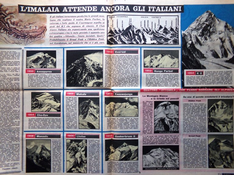 La Domenica del Corriere 7 Ottobre 1956 Vette in Himalaya …