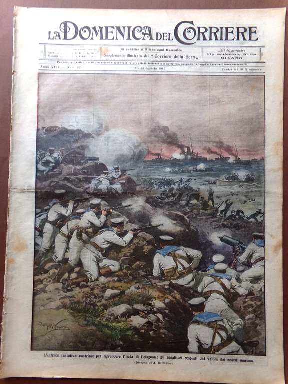 La Domenica del Corriere 8 Agosto 1915 WW1 Pelagosa Scarica … | Immagine Gallery 1