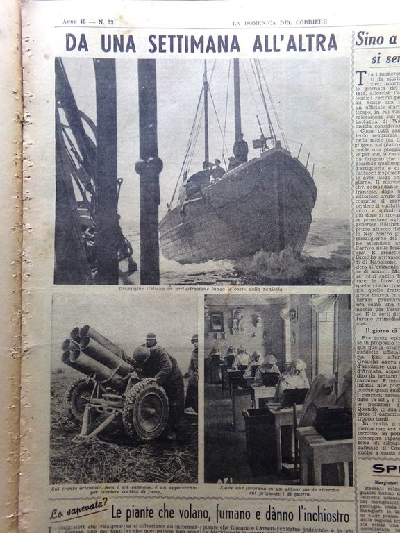 La Domenica del Corriere 8 Agosto 1943 WW2 Sicilia Ungheria …