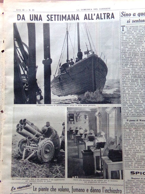 La Domenica del Corriere 8 Agosto 1943 WW2 Sicilia Ungheria …