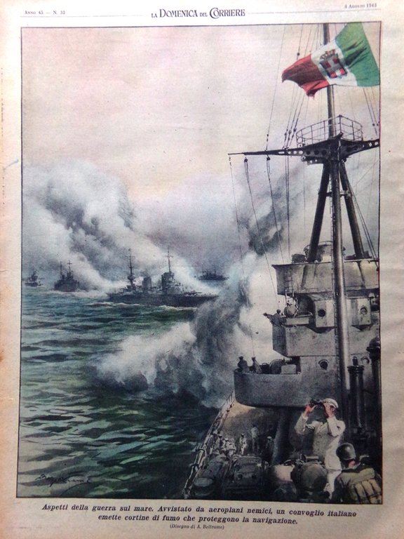 La Domenica del Corriere 8 Agosto 1943 WW2 Sicilia Ungheria …