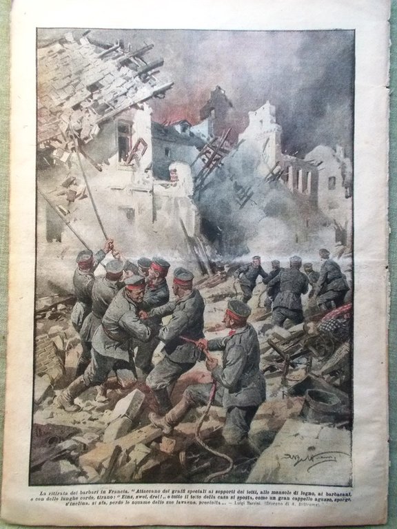 La Domenica del Corriere 8 Aprile 1917 WW1 Ritirata dei …