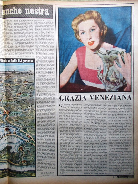 La Domenica del Corriere 8 Aprile 1951 Inondazioni Ferrarese Carli …